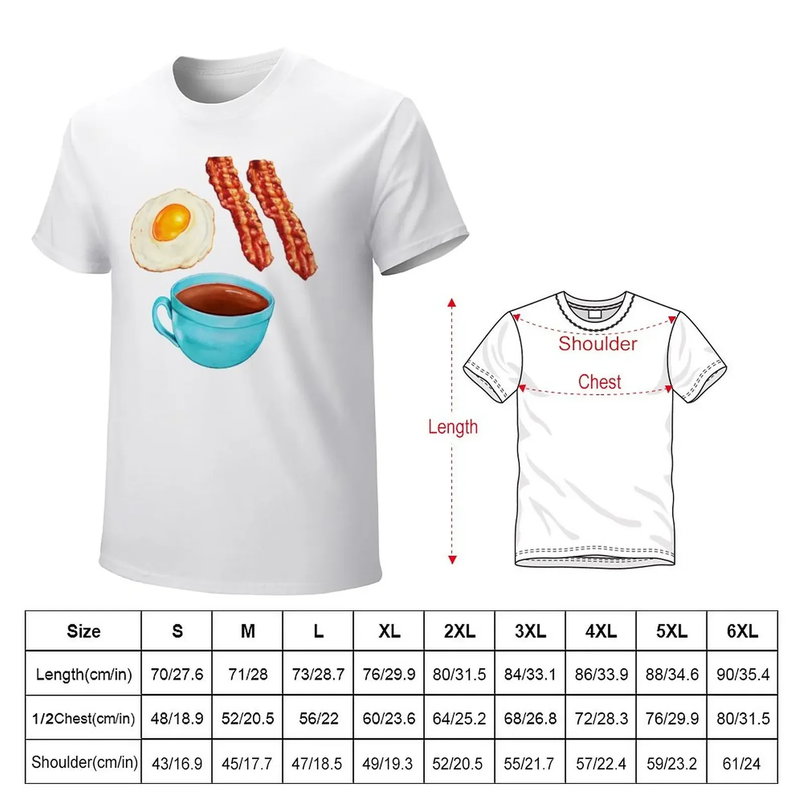 Coffee Bacon & Eggs Pattern - Blue Check T-Shirt graphics hippie clothes plain cute clothes big and tall t shirts for men