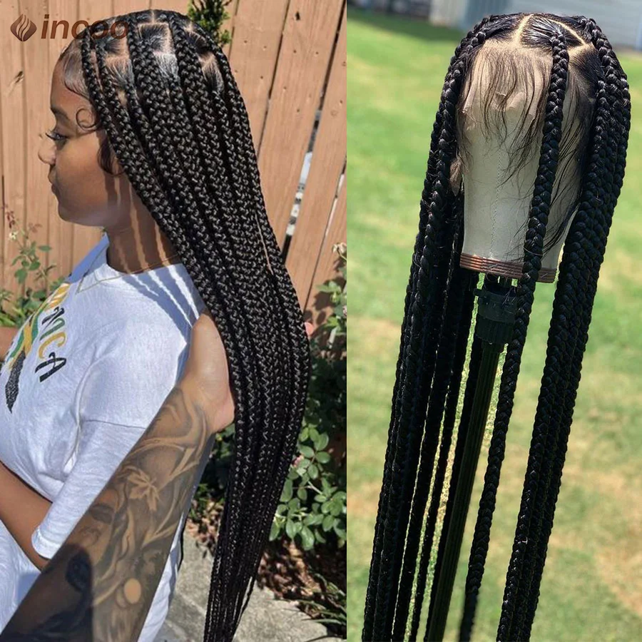 

Incoo Synthetic Big Box Cornrow Hd Full Lace Braided Wigs 36Inch Long Crochet Braiding Knotless Jumbo Braids Wig For Black Women