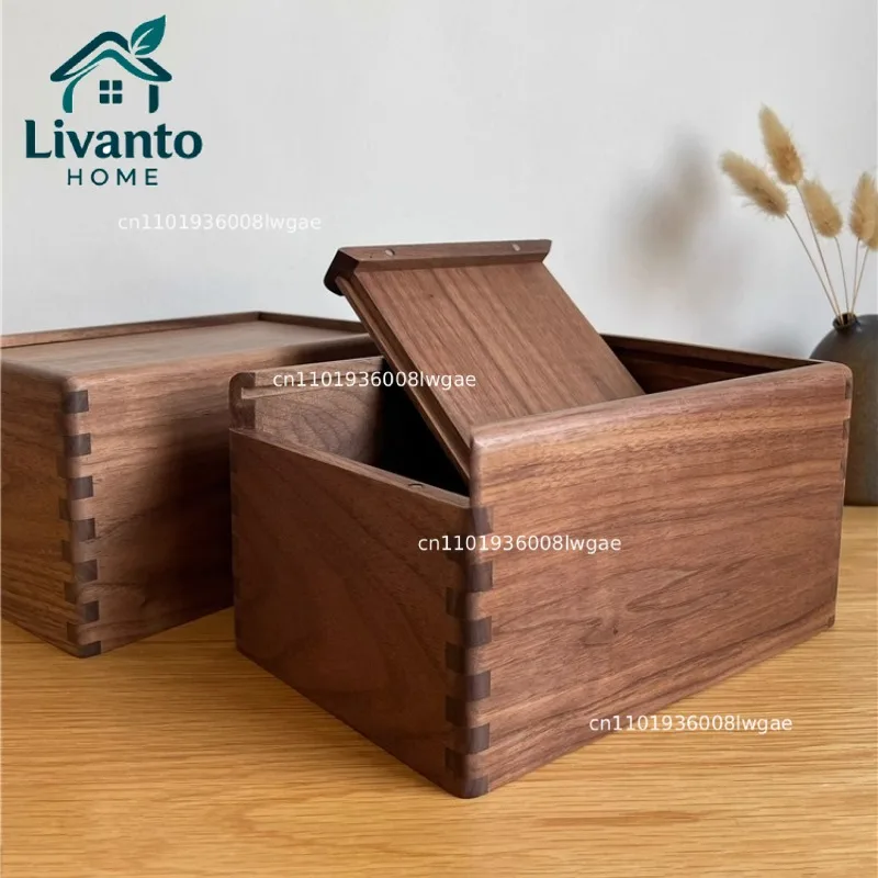 

Pull-Out Storage Box North American Walnut Desktop Organizer Precision Crafted Wooden Drawer with Lid Elegant Sundry Organizer