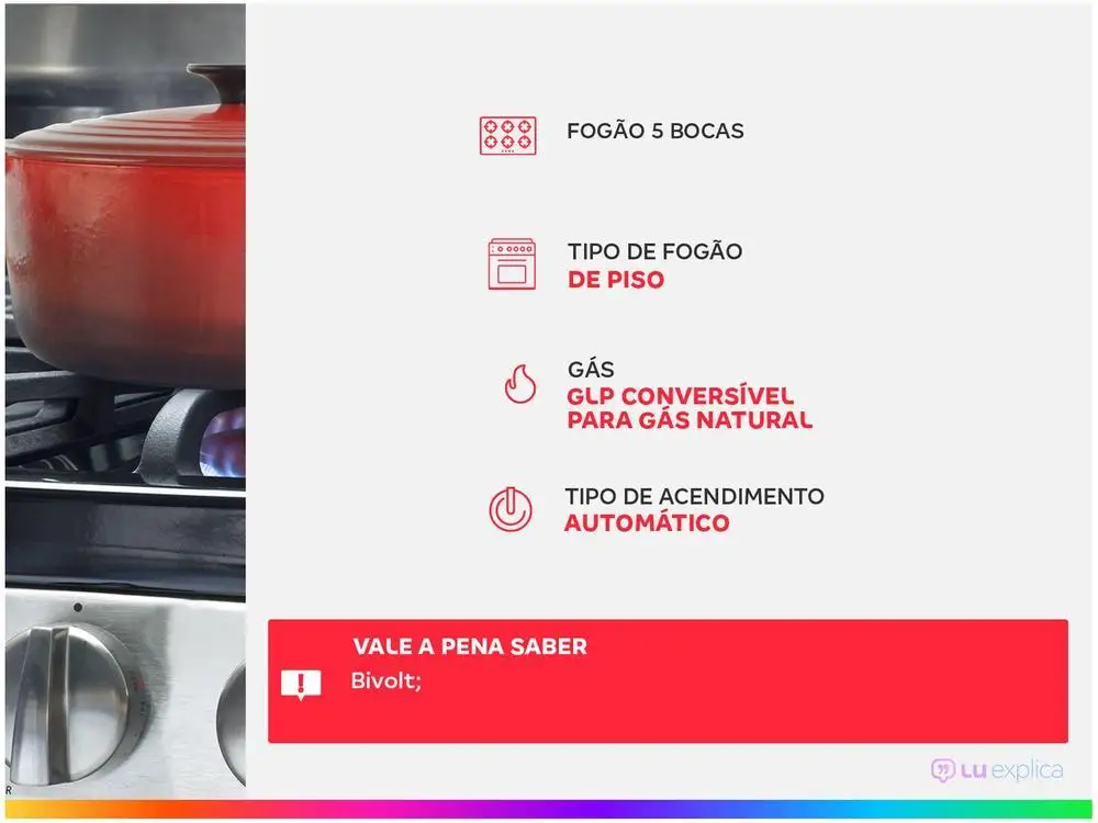 Esmaltec-موقد أبيض العقيق ، Bivolt ، 5 موقد