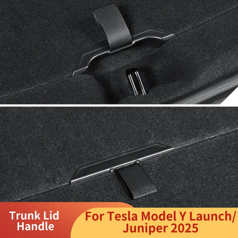 Spare Box Cover Plate Handle for Tesla Model Y Launch/Juniper 2025 ABS Trunk Lid Handle Auxiliary Puller Car Accessories 2PCS