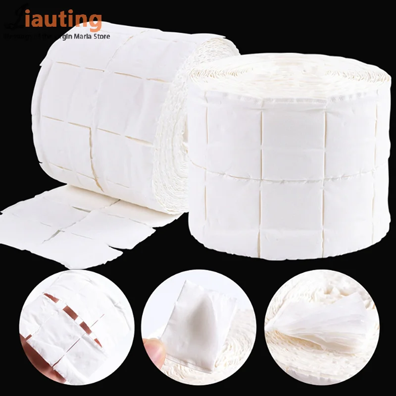 500 قطعة/لفة مسمار الأشعة فوق البنفسجية هلام مزيل طلاء الأظافر القطن منصات نظيفة الأبيض ممزق قبالة الوبر الحرة مسمار مناديل ماكياج نقع مسمار الفن مانيكير أداة