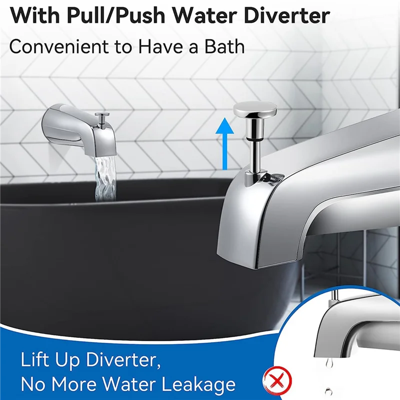 BAAU 2X Bathroom Tub Spout,5 1/4 Inches Wall Front Mount With Shower Diverter 1/2In IPS Inside Thread Bathtub Faucet Spout