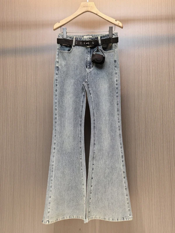 

Ele High-Waisted Slim Fit Denim Bell Bot Pants Women's Spring Summer Slimming Trousers Comfortable Stretchy Jeans