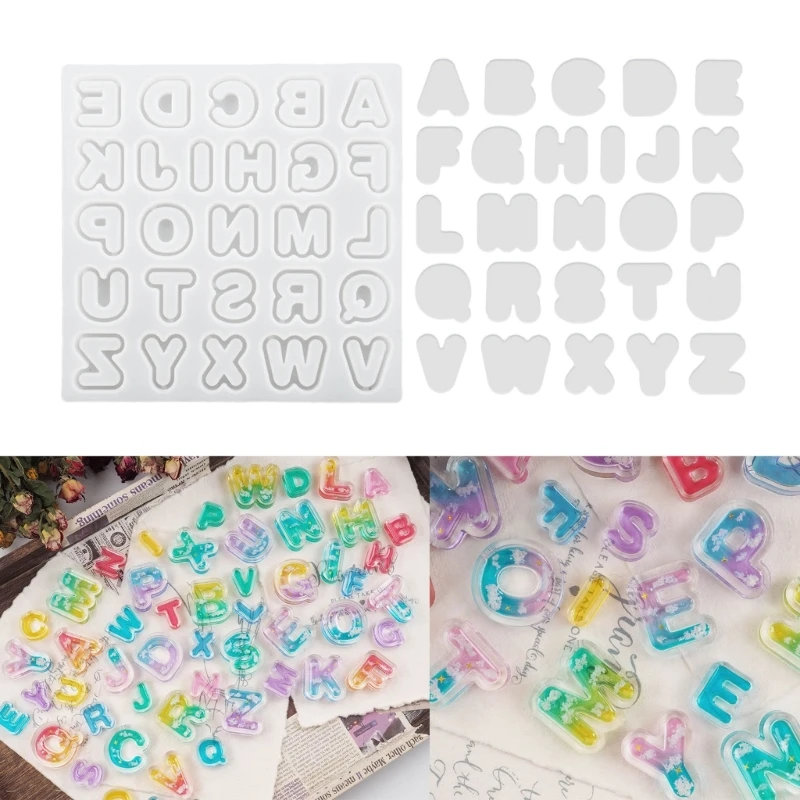 Silicone Alphabets Resin Molds Letter Quicksand Shaker Casting Mold Jewelry Making A to Z Ornaments Accessories