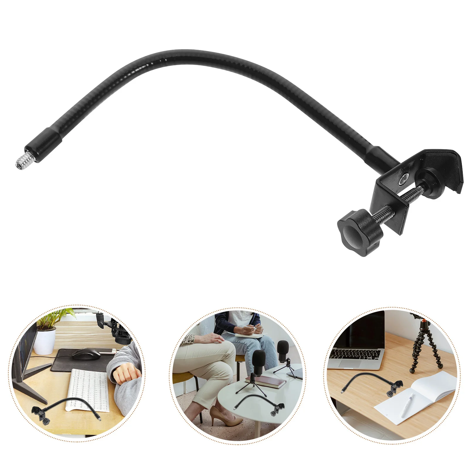 

Gooseneck Microphone Holder 25cm Adjustable Metal Desk Clamp Stand for Podcast Podcasting Recording Streaming Setup