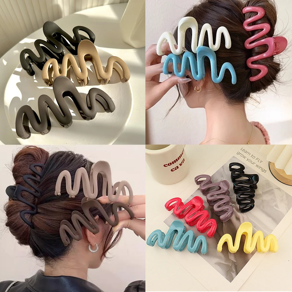 Moda akrylowa spinka do włosów duża fala styl spinki do włosów zaciski do włosów Barrettes akcesoria do włosów spinka do włosów kobiety kucyk nakrycia głowy