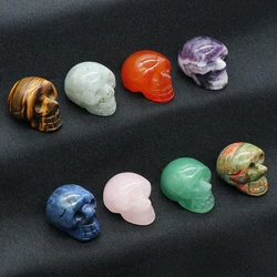 Natural Stones Crystal Skull Statue Amethyst Rose Quartz Stone Carved Energy Ore Mineral Healing Crystals Figurine Home Decor