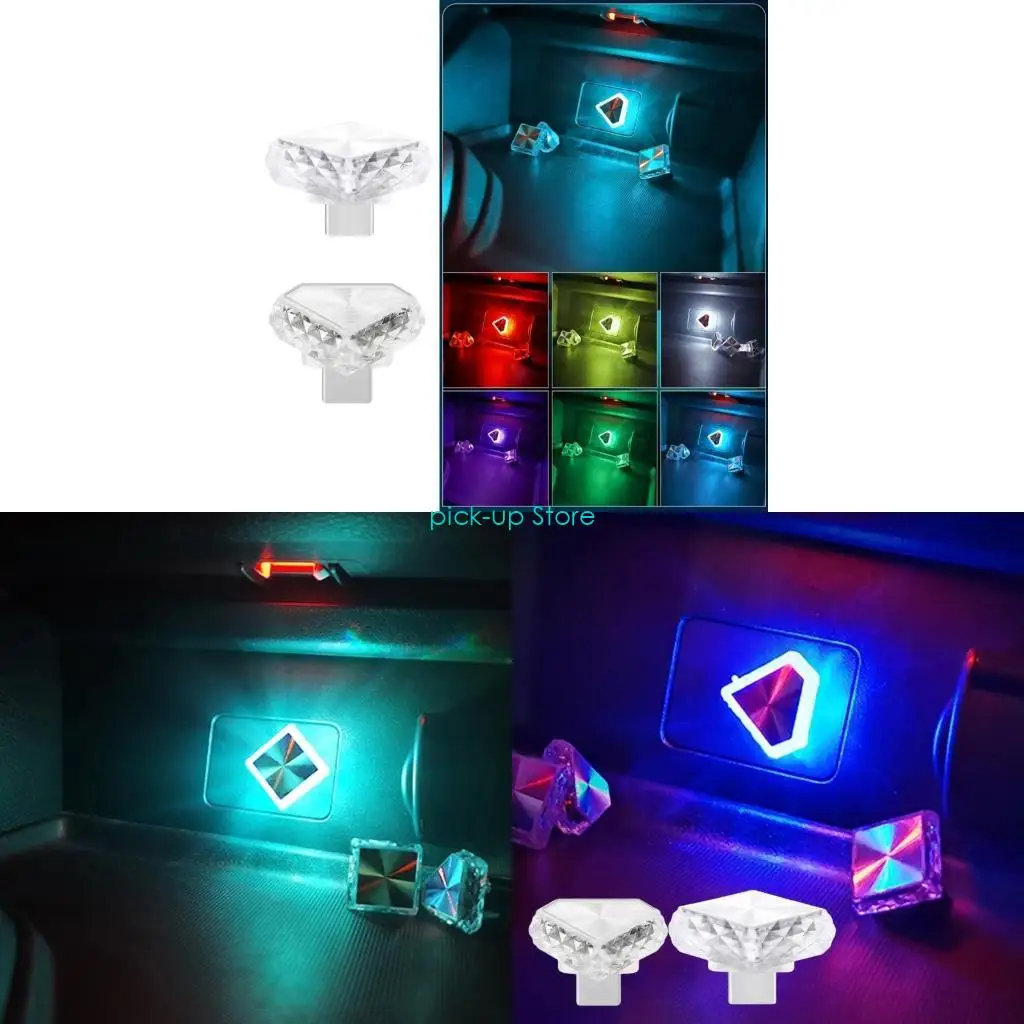 

Q5WA Car Interior Type C LED Mood Light Touch Control Night Lamp with 6 Color 4 Modes