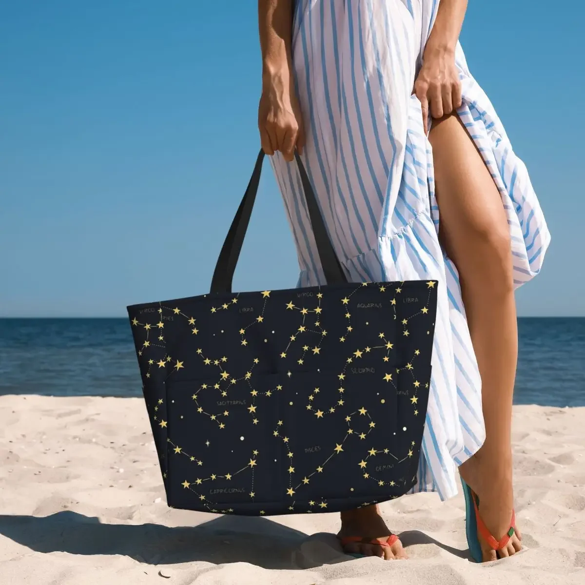 

Zodiac Constellations Space (23) Beach Tote Bag Sport Gym Yoga Duffle Large Tote Bag Women Travel Bag Fitness bag