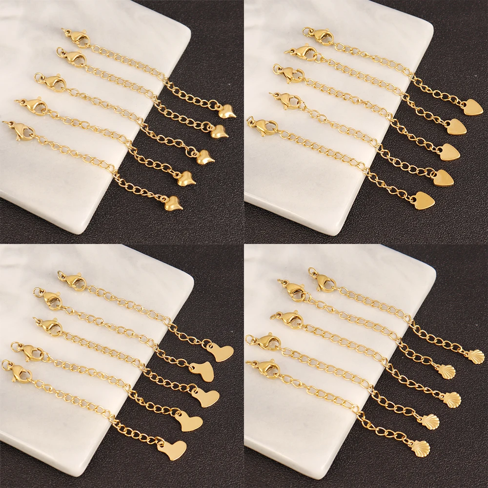 10pcs Stainless Steel Extended Extension Tail Chain With Lobster Clasps Connector For Bracelet Necklace Jewelry Making Supplies