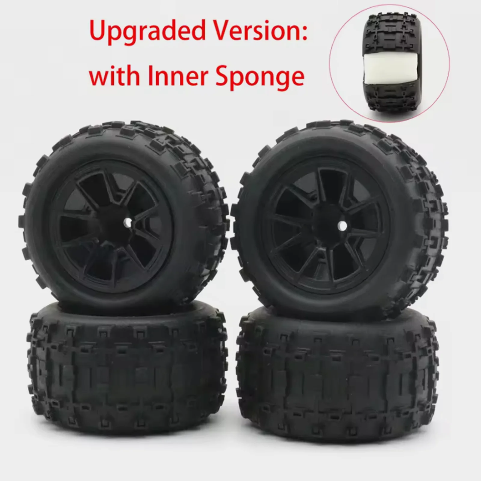 4PCS RC Car Rubber Wheels 12mm Hex Hub Replacement Tires for WLTOYS 144001 MJX Hyper Go 14210 HOSPEED HS14411 Off-Road Parts
