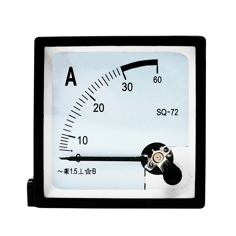 SQ72 AC Analog Ammeter Panel Current Meter Gauge30/5 50/5 75/5 100/5 150/5 200/5 250/5 2.83X2.83 Inch