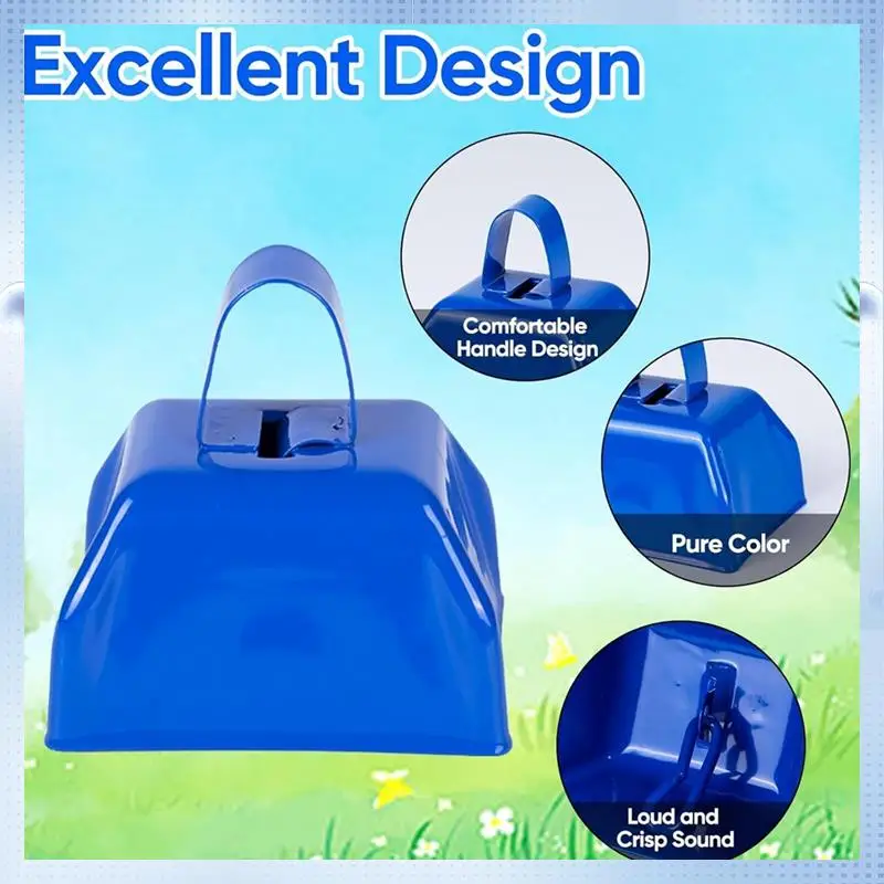 

AD-Cow Bells Noise Makers Cheering Bell: 12 Pcs Metal Cowbells With Handle For Sporting Events - Small Loud Bell