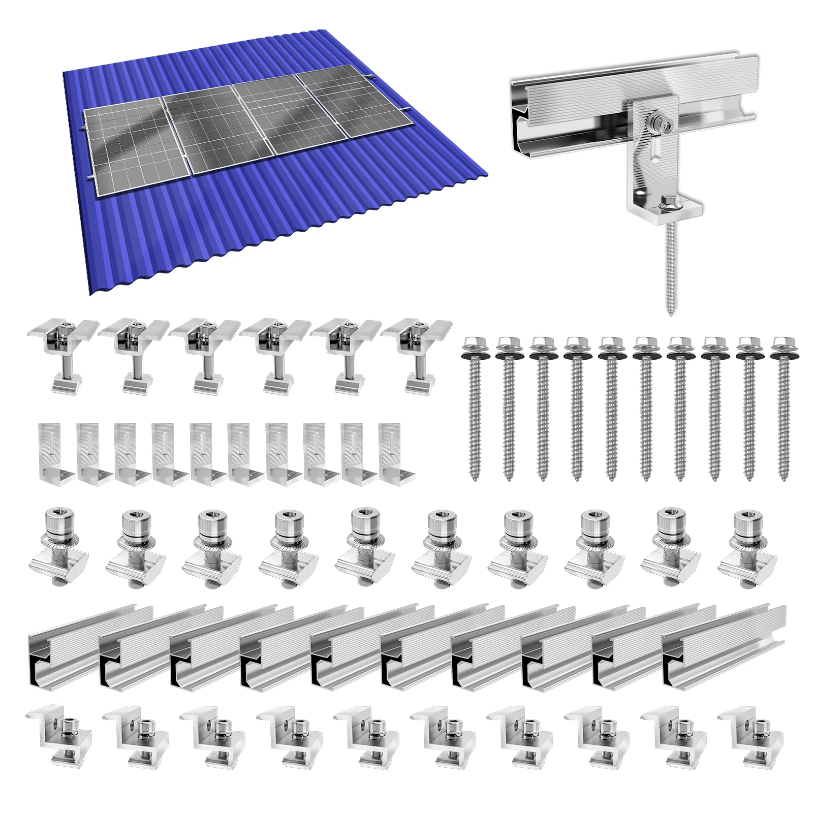 Kit de supports de montage pour panneaux solaires, 10/6 pièces, support de montage réglable en alliage d'aluminium de 150mm, support photovoltaïque pour toit plat
