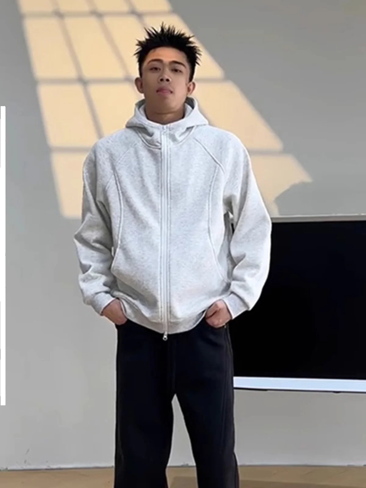 

Floral ey Deconstructed Fce Hoodie Men's Autumn Winter Heavyweight Rigorous Hooded American Open Cardigan Jaet