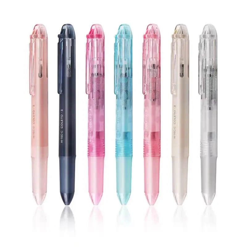 1pcs  HI-TEC-C Coleto LHKRF-10C4 3in1 4in1 Multi-function pen Rod Gel Pen Colors Refill 0.4mm Japanese Stationery