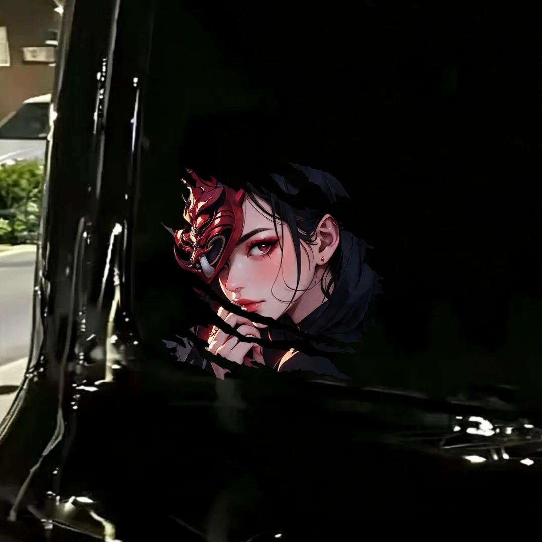 Anime Girl Peeking Sticker JDM Style Waterproof Vinyl Decal for Car Rear Window Motorcycle Laptop Auto Modification Decor