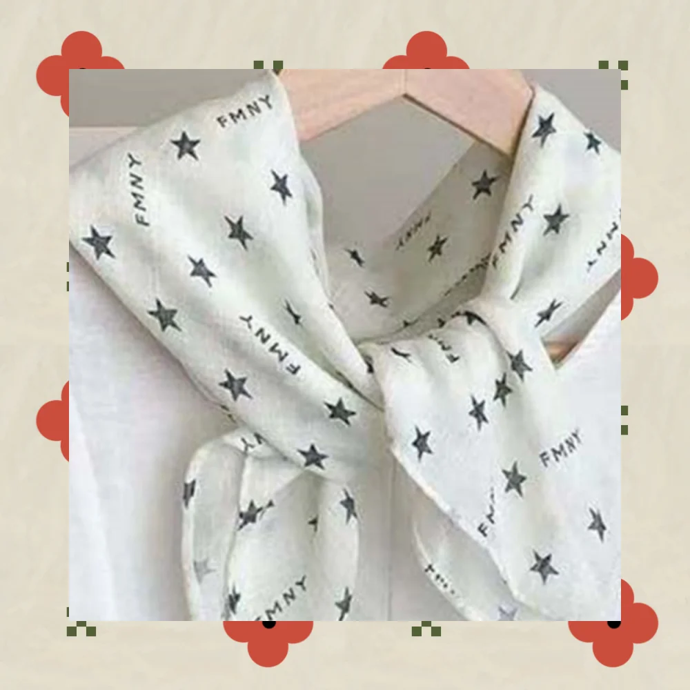 Y2K-bufanda para el pelo de estrella, Bandana de cuerda para el pelo de Hip Hop, pañuelo cuadrado, diadema transpirable, pañuelo para la cabeza DIY, banda para el pelo con letras y estrellas, bufanda útil