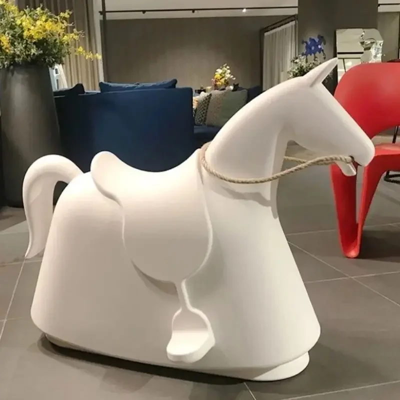 Nordic Rocking pony chair photo props ornament model room Trojan chair Living Room Furniture Stools Ottomans bench PE plastic