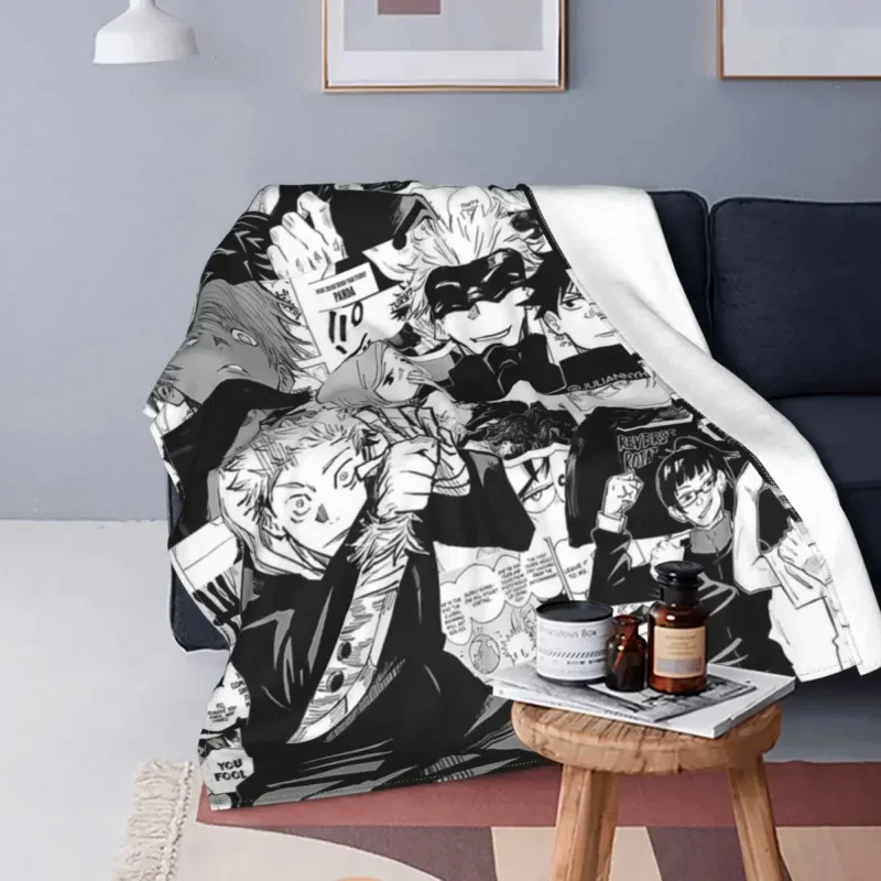 Jujutsu Kaisen Anime Manga Gojo Satoru Itadori Yuuji Plush Throw Blankets Bedding Couch Personalised Warm Bedspreads