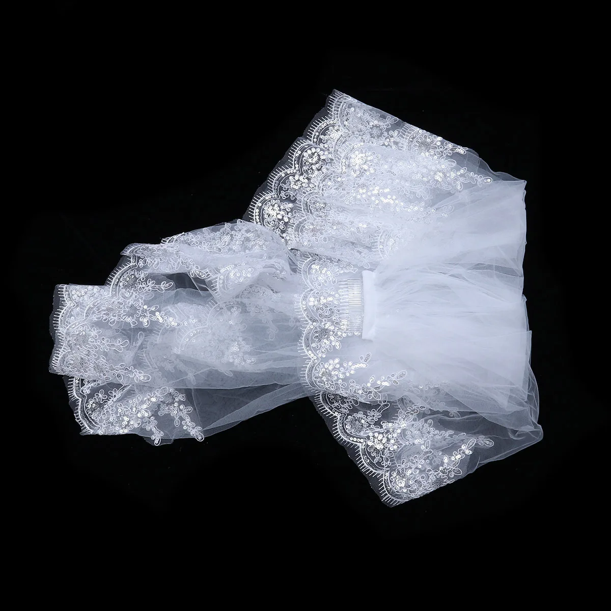 

1Pcs White Double Layer Sequins Lace Bridal Veil Comb Insert Wedding Accessories Perfect for Bride Bridal Veil