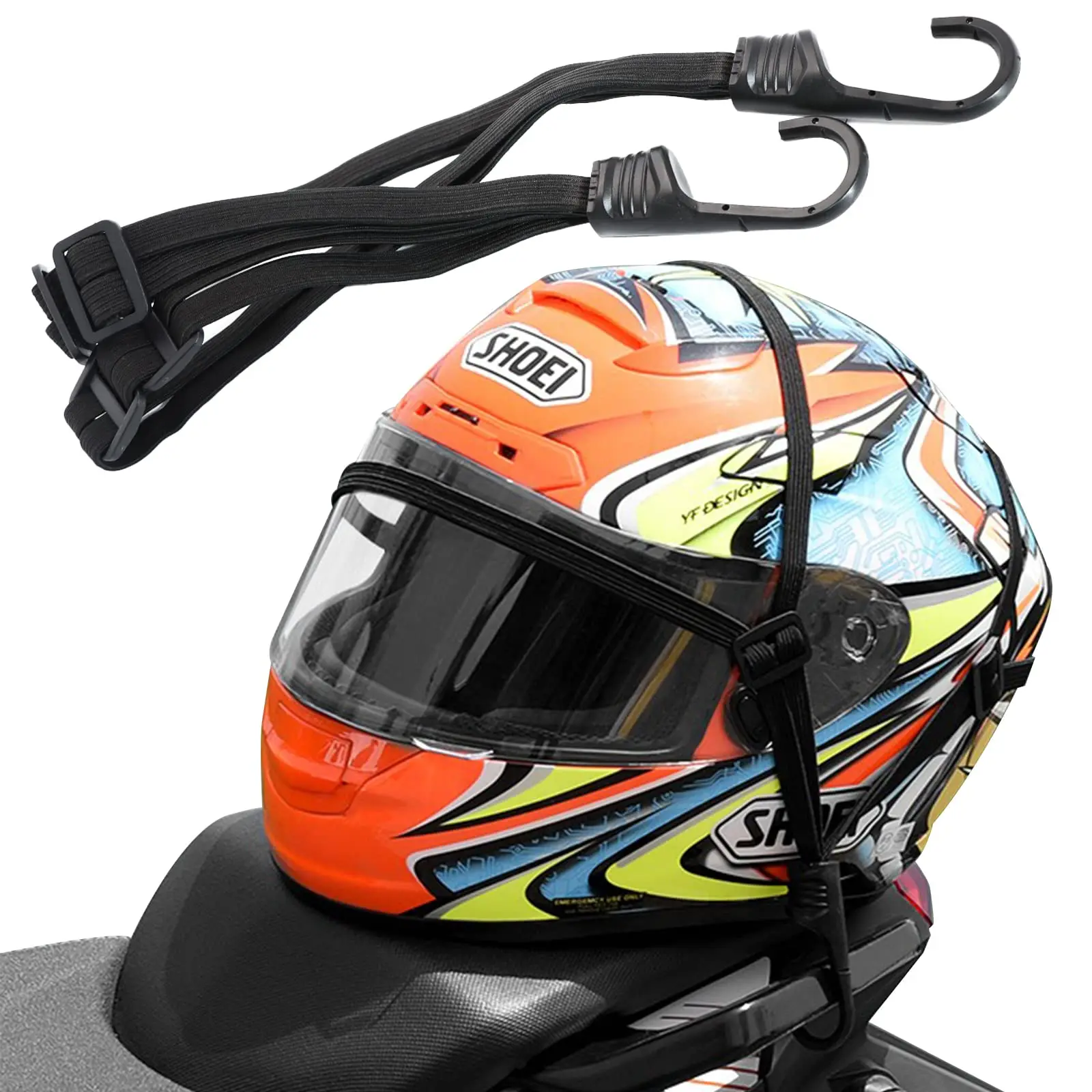 SEAMETAL Motorcycle Back Seat Helmet Strips Elastic Rope Motorcycle Helmet Fixed Strap Adjustment Fix Rope Goods Strap 60cm/90cm