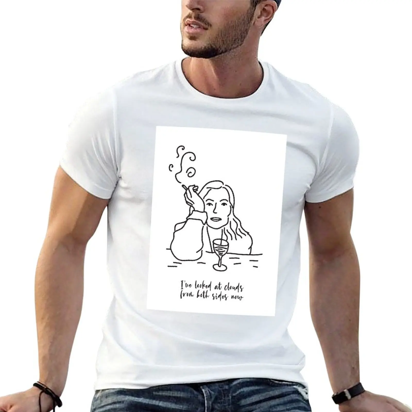 Pôster Joni Mitchell - Impressão Joni Mitchell, arte minimalista, arte em linha, ambos os lados com letras, camiseta