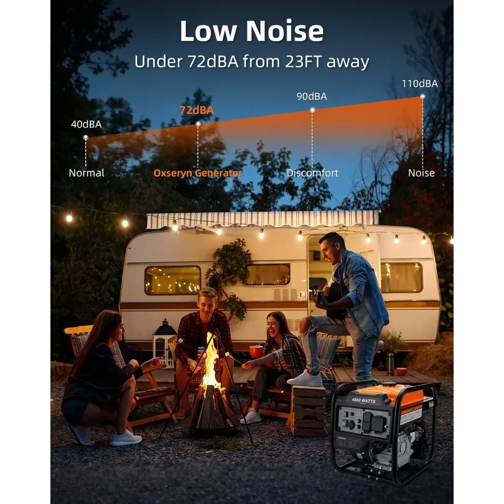 مولد عاكس محمول 4000 واط، مولدات إطار مفتوح للتخييم، منفذ RV جاهز 30A، احتياطية للمنزل في حالات الطوارئ، تعمل بالغاز