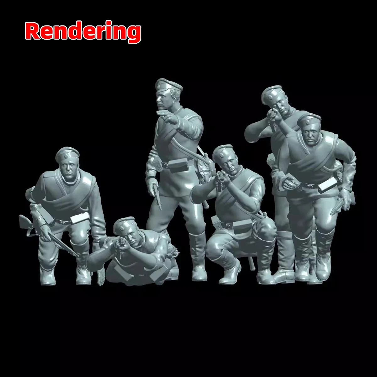 Maßstabsgetreuer Miniaturmodellbausatz Russische Soldaten im Kampfset Militärische Zusammenbaufiguren Diorama 1914–1918 5 Stück 1/35 1/48 1/72 – Detail 4