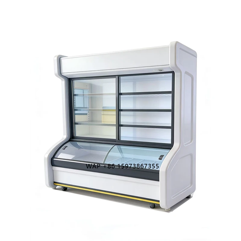Convenience Store Refrigerators Double-Temperature Air Cooled Display Cooler 2-Door 2 Star Energy Efficient Customizable