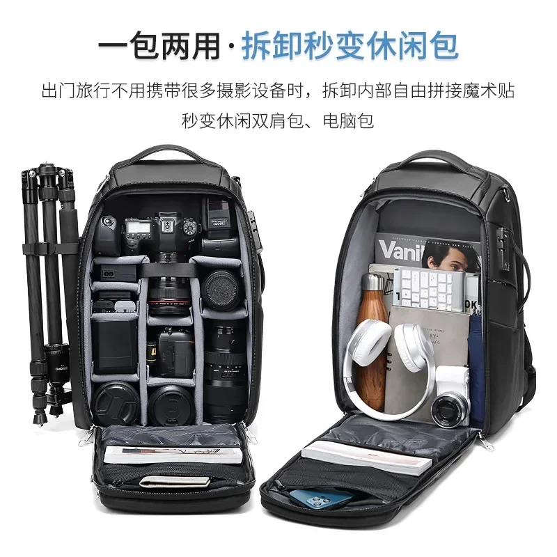 Multifunctional Camera Bags Large Capacity Waterproof Camera Backpack for Photography SLR Lens Tripod Man Backpacks