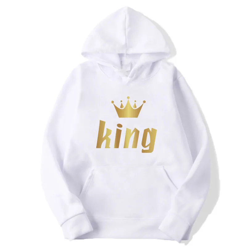 Fashionable men's and women's long sleeved pullover hooded sweatshirt, unisex king print hooded sweatshirt, casual hoodie