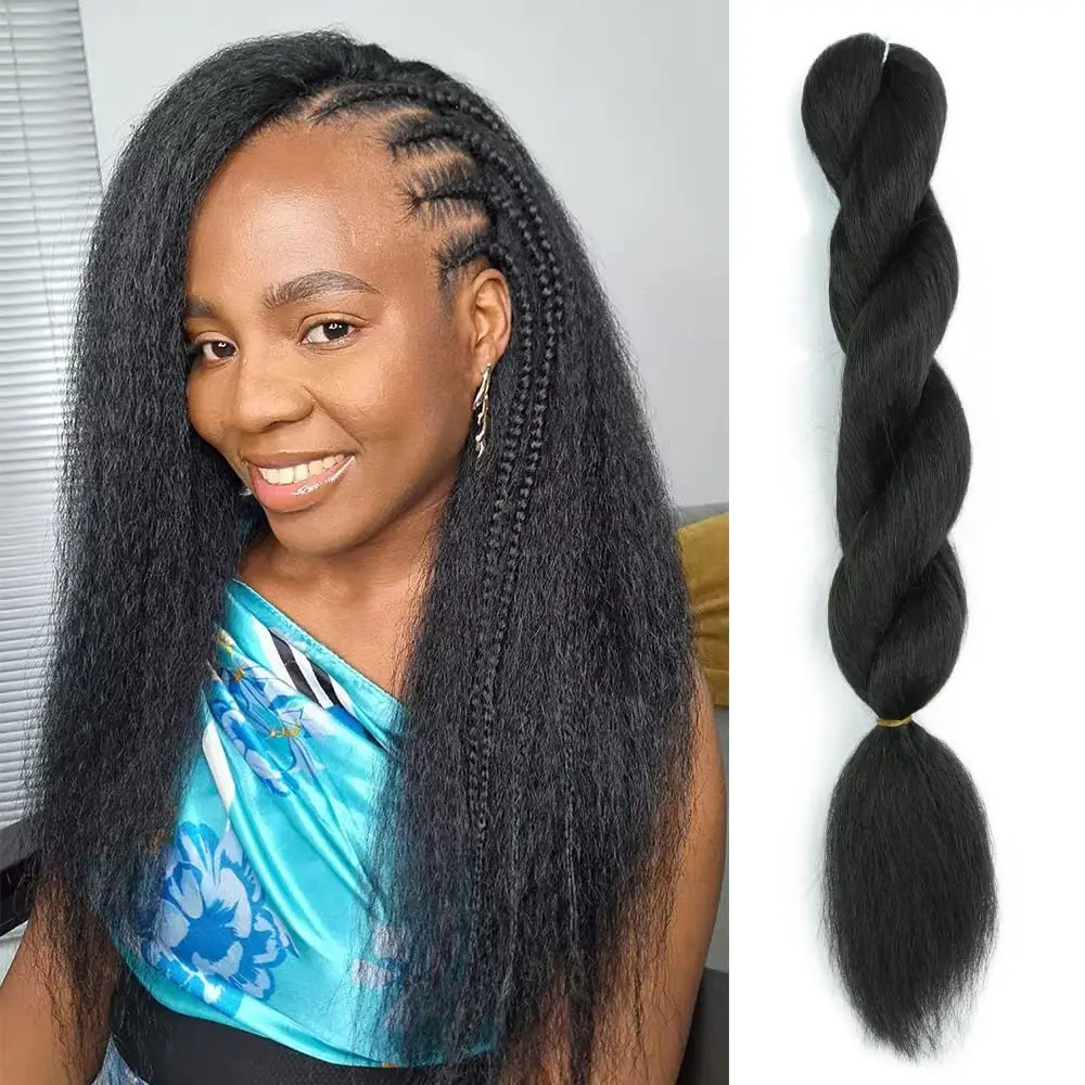 Crochet Vixen tresses Style paquets 26 pouces crépus droites Crochet naturel noir fibres synthétiques pour les femmes noires Extension de cheveux