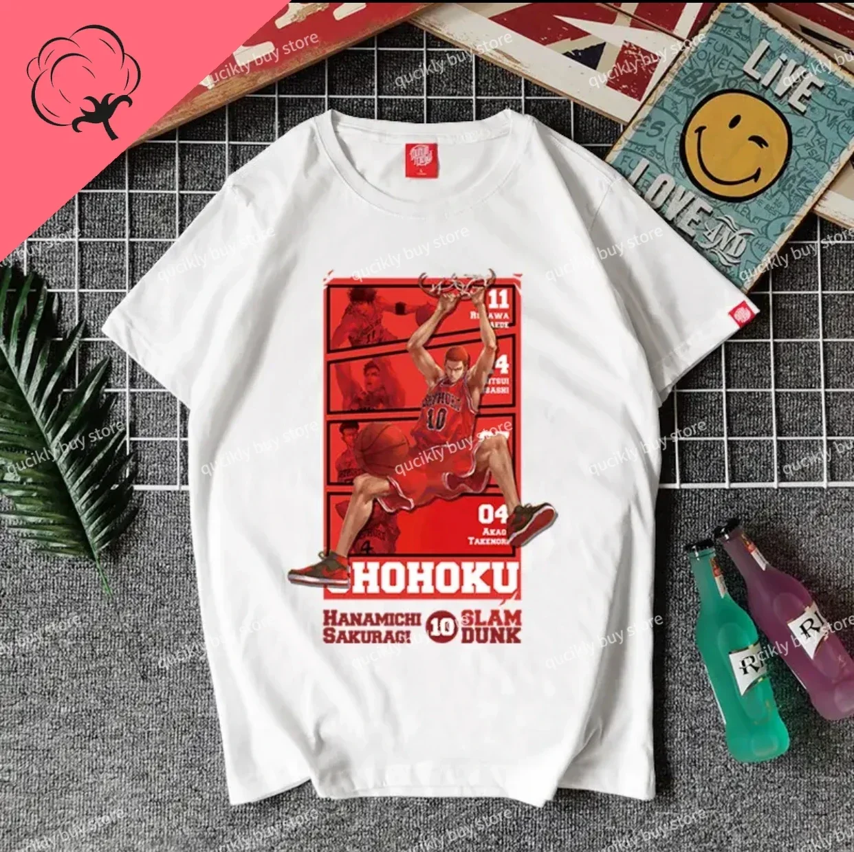 Japanese Anime Slam Dunk Shohoku Basket Ball Team T-Shirt Cosplay Unisex Clothes Top Streetwear Sakuragi Hanamichi Print T Shirt