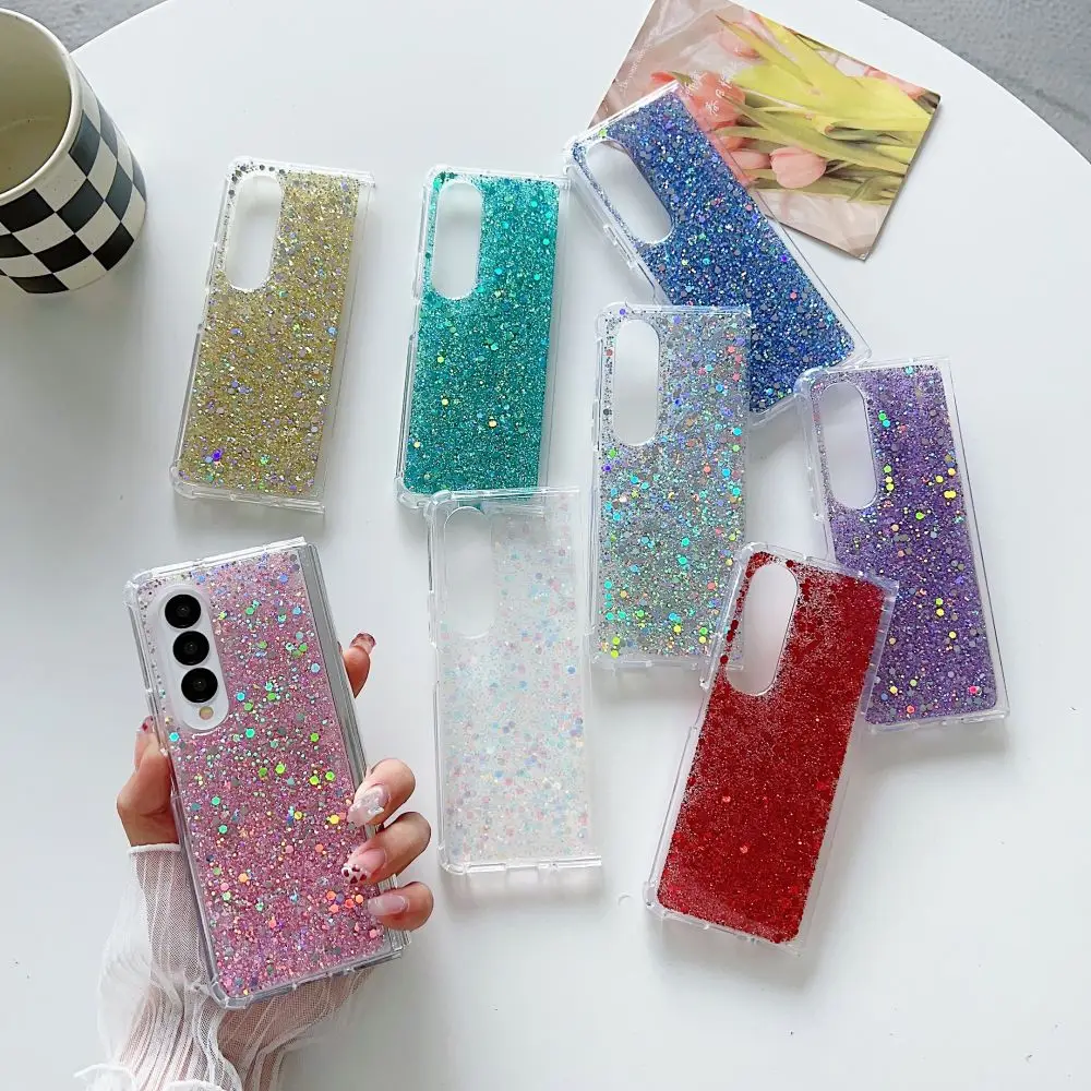 For Samsung Z Fold 4 Case Fantasy Sequin Transparent Folding Phone Case For Samsung Z Fold 3 ZFold4 Shockproof Hard Back cover