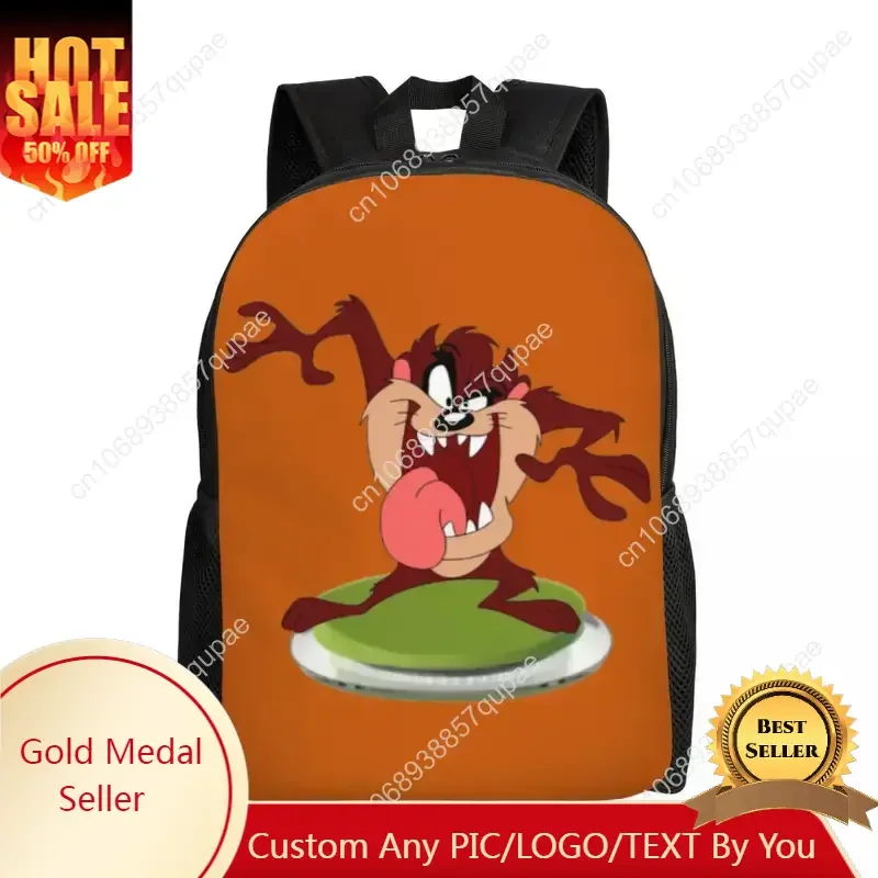 Custom Cartoon Taz Anime Backpacks for Women Men Waterproof School College Tasmanian Devil Bag Print Bookbag