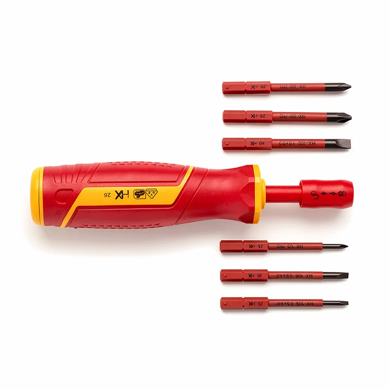 6-in-1 VDE-isolierter Schraubendreher-Bit-Satz, Schnellwechsel-Schraubendreher-Set, isolierter Schlitz- und Kreuzschlitzschraubendreher – Detail 1