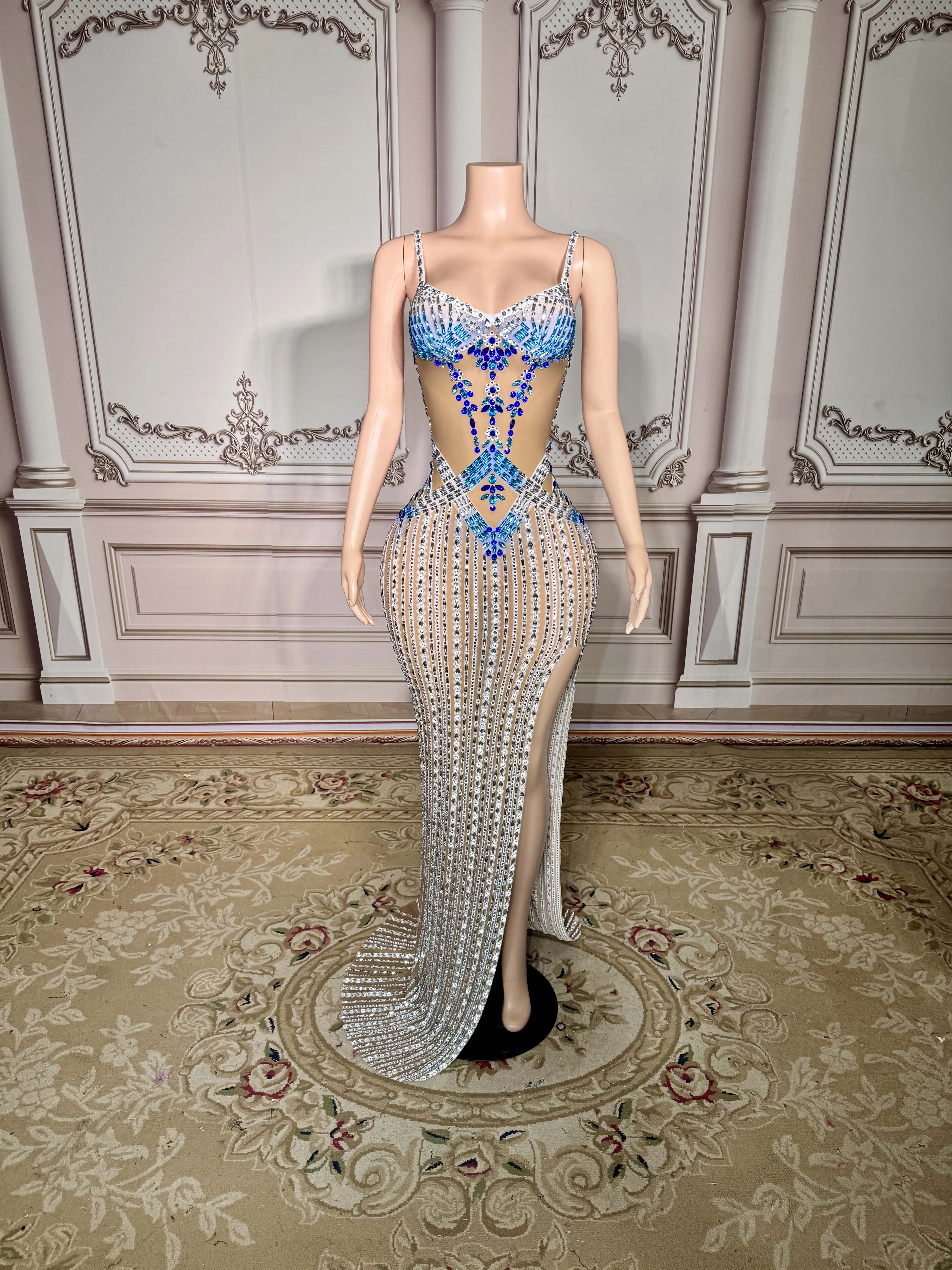 

White Crystal Beading Long Prom Dress for Black Girls Fashion Ladies Dresses for Special Occasions Sexy Party Gowns Cuican