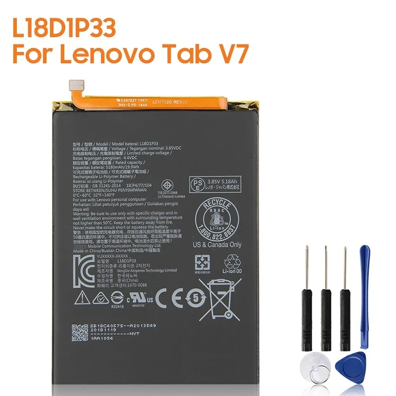 

Replacement Battery L18D1P33 For Lenovo Tab V7 New Rechargeable Battery 5180mAh