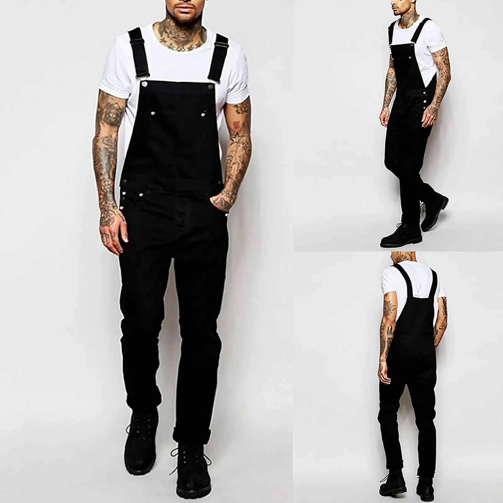 

Mens Jeans Streetwear Pocket Overall Overall Suspender Pants Jumpsuit Men's pants Boy