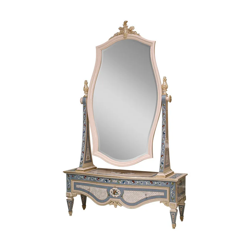 

European-style dressing mirror French-style villa bedroom furniture mahogany wood carving