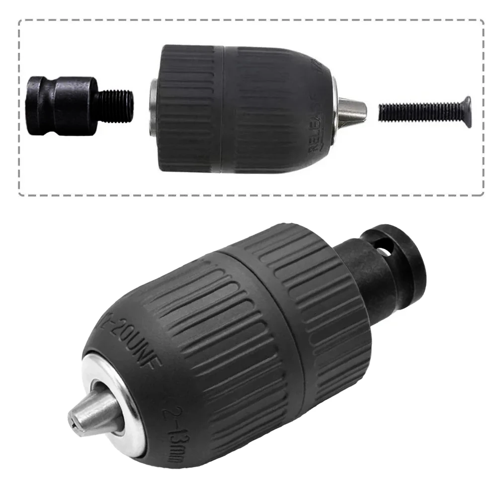 Drill Chuck With 1/2inch Chuck Socket Square Female Adapter,1/2-20UNF Quick Grip Keyless Chuck 2mm~13mm(0.08"~0.51") Clamp Range
