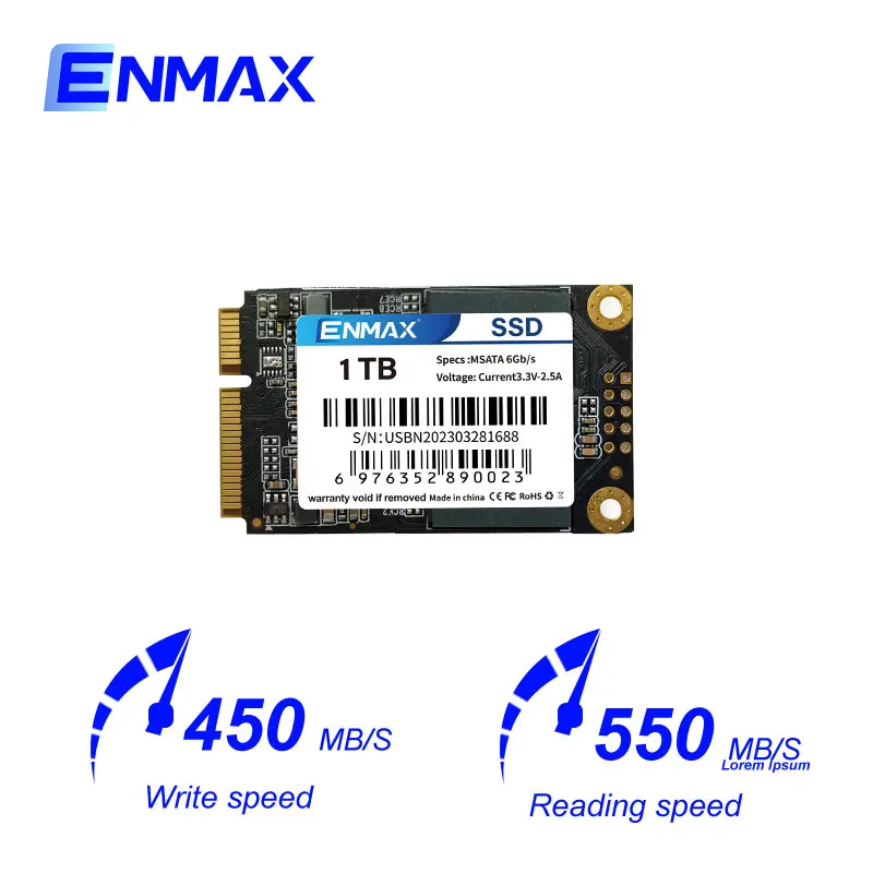 ENMAX mSATA SSD 128GB 256GB 512GB 1TB Mini  SATA III 6GB/S Computer 30x50mm Internal Solid State Hard Drive For Dell Lenovo