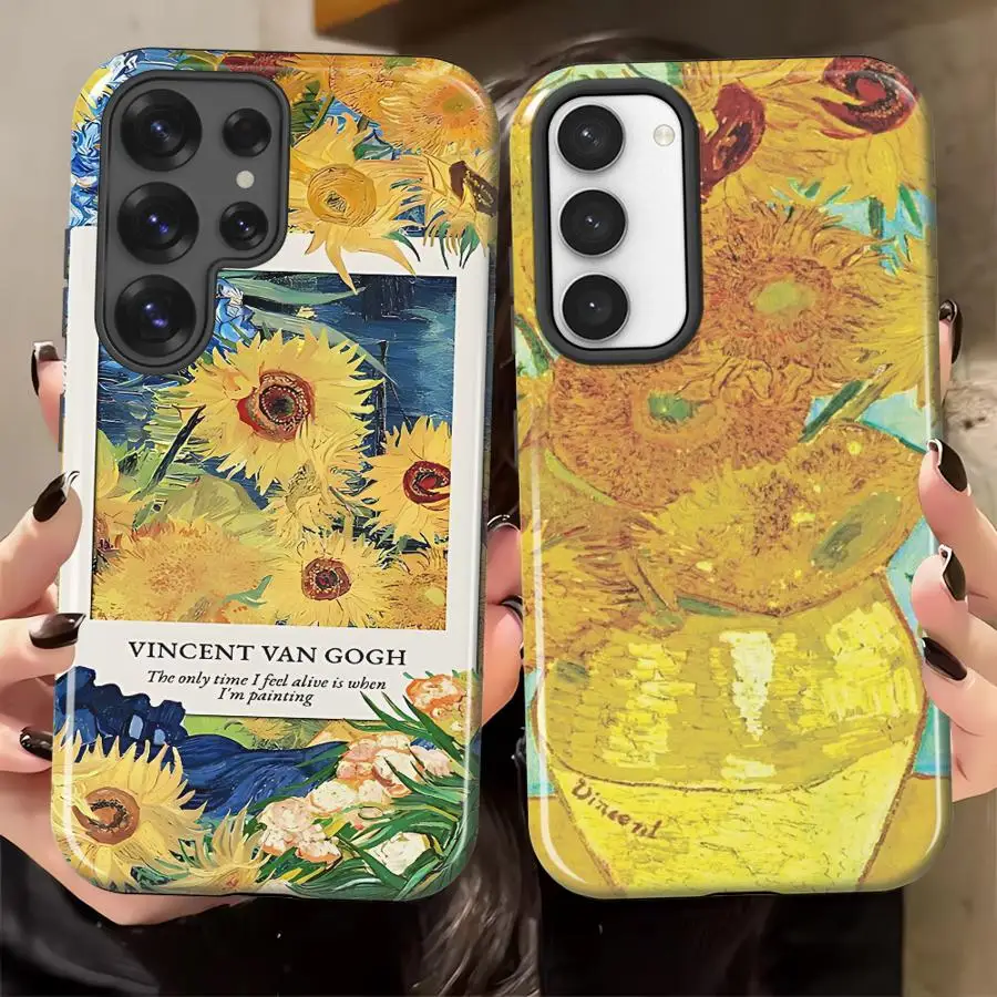 Phone Case for Samsung Galaxy S26 Ultra S25Ultra A56 S24 Ultra S20 FE S23 A36 A16 A26 Soft Cover Capa Van Gogh Flower