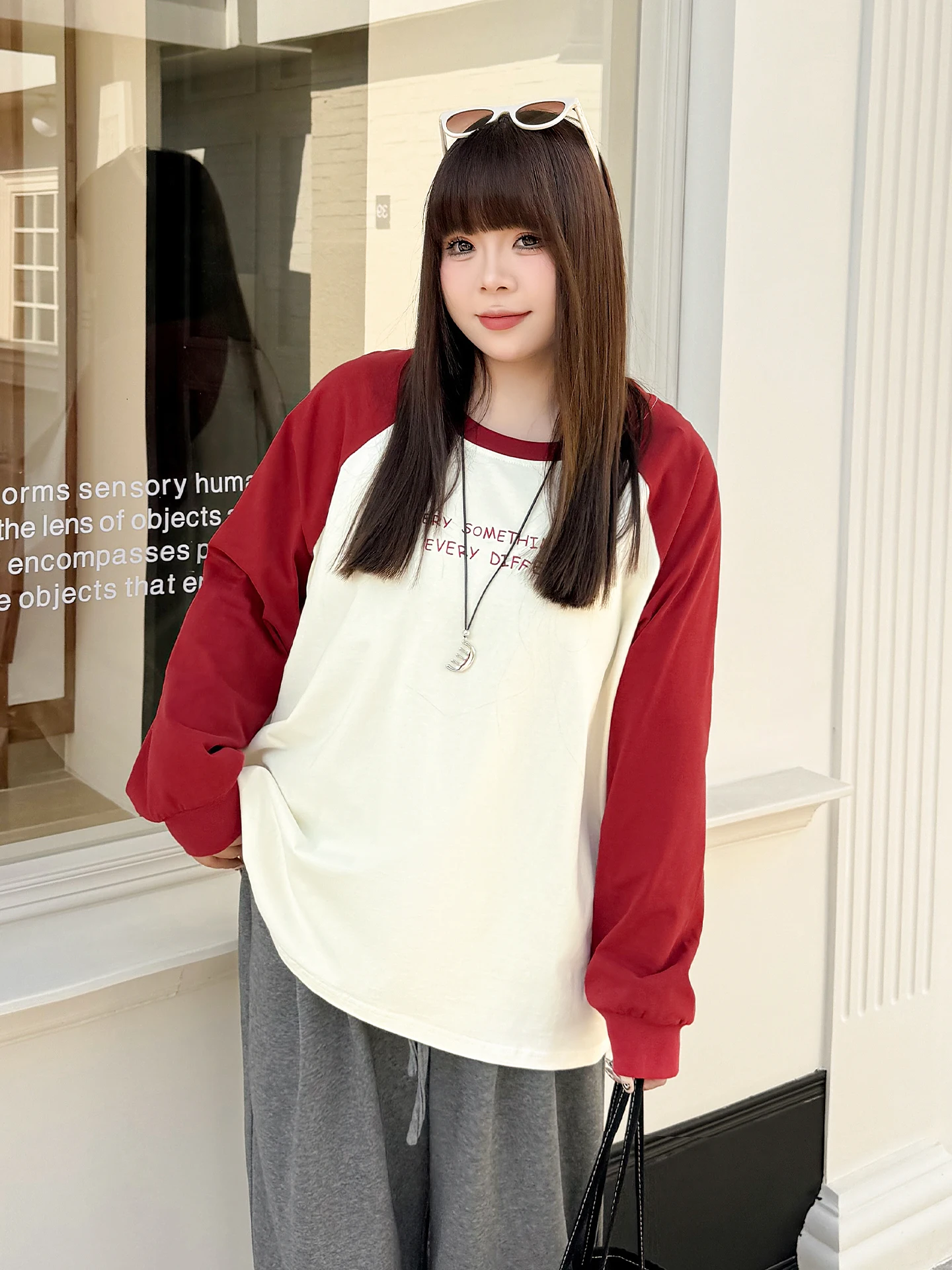 

plus Size Women's T-Shirt round Neck Long Sleeve Letter Print Casual Style Cotton Top for plus Size Women Spring Street Style