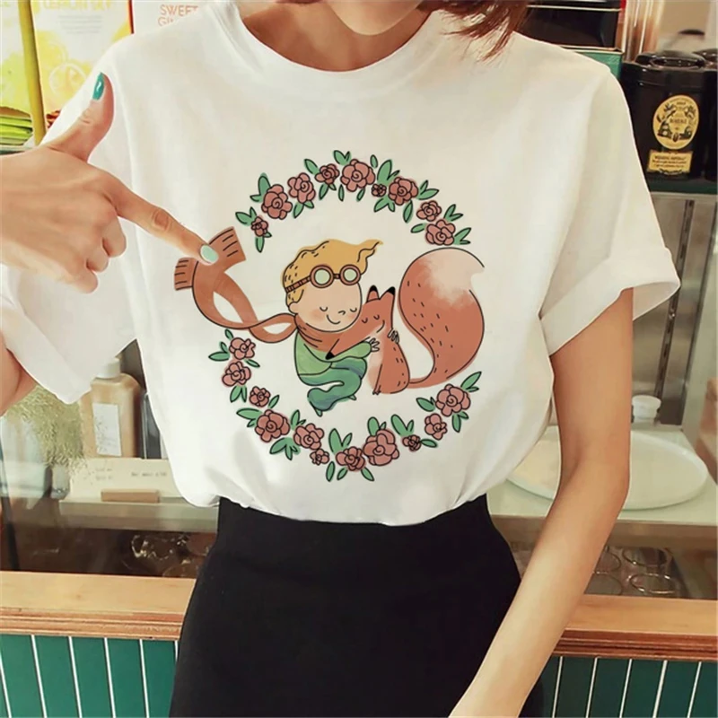 Hot Spring Summer Little Prince Graphic Women\'s T-Shirt Little Prince Graphic Tees Vouge Shirts For women O-Neck Short Sleeve