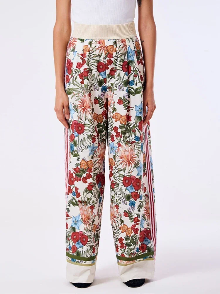 Women's Side Print Pantsuit, Long-sleeved Shirt with Button Up and Lapel, Clothing for 2024