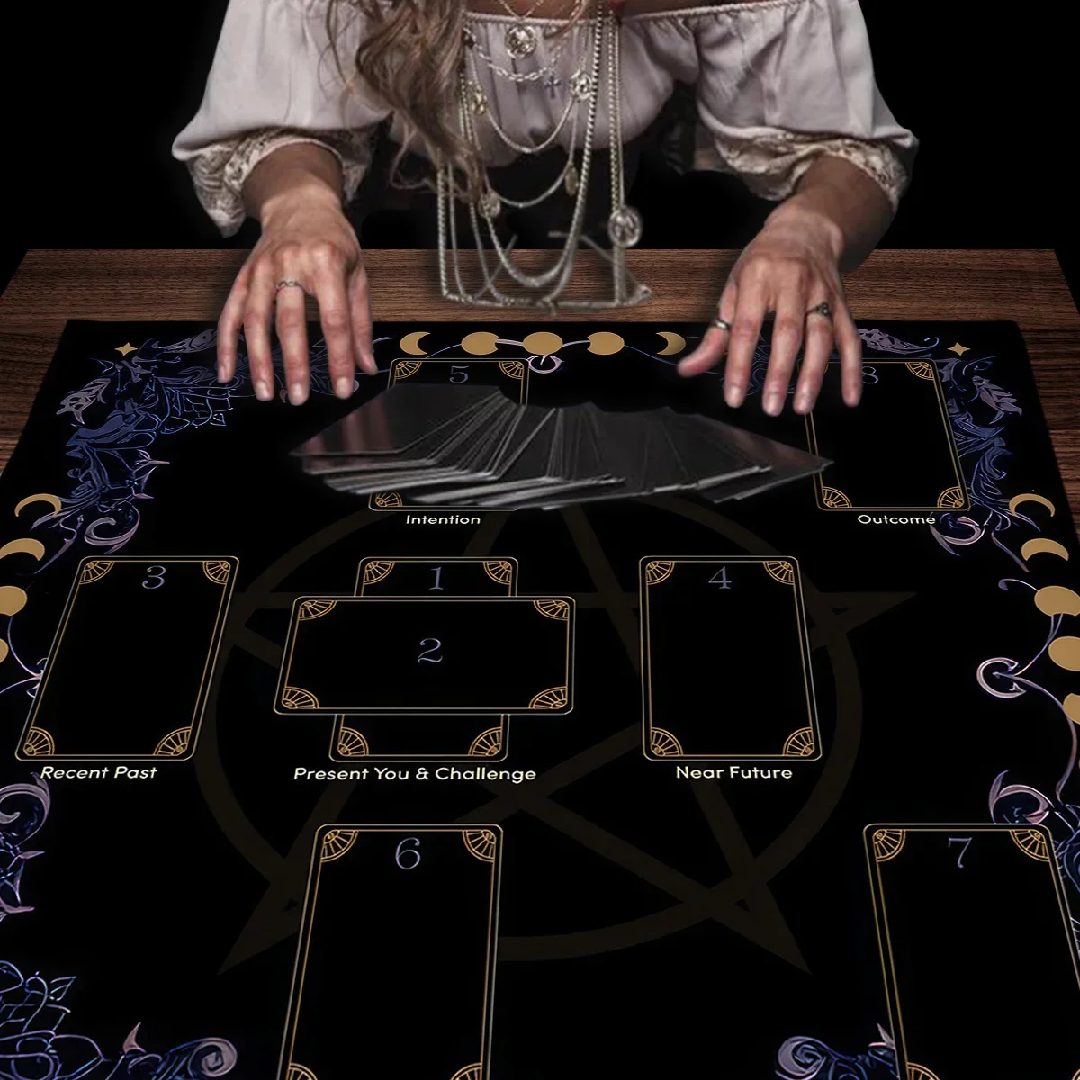 Divination Tarot Cards Table Cloth Love Career Oracle Card Tablecloth Celtic Cross Card Reading Altar Cloth Witchy Table Cover view 4