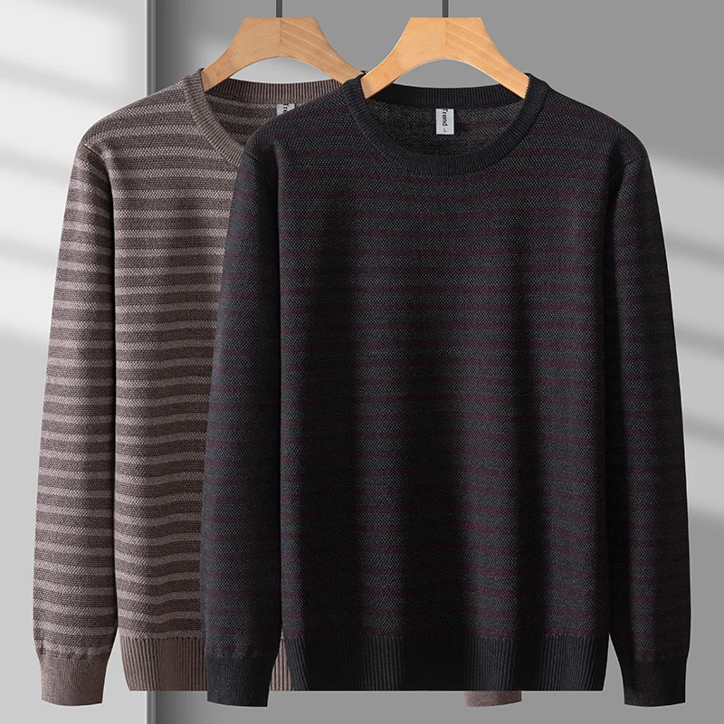 

Изысканный трикотаж, полосатый мужской свитер с длинным рукавом, вискозная смесь, осеннее качество, мягкие удобные высокоэластичные Sueters De Hombre